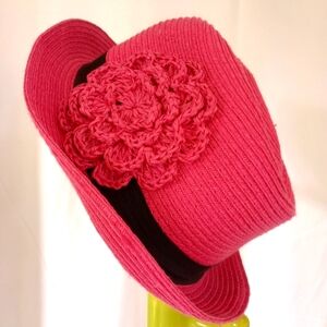 D&Y Accessories Hot Pink Fedora w/ black ribbon OS